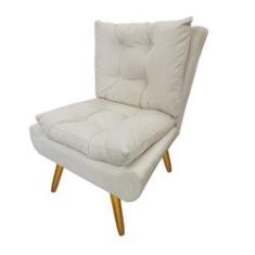 Imagem de Poltrona Decorativa Estofada Recepção Consultório Clínica Karen Corano Bege - DL Decor