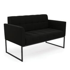 Imagem de Sofá Namoradeira Elisa Suede Preto Base Metálica Industrial Preto - D'Rossi