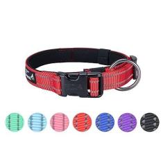 Imagem de EXCELLENT ELITE SPANKER Coleira reflexiva clássica macia acolchoada respirável nylon ajustável para animais de estimação com fivela de liberação rápida para meninos, meninas, machos, fêmeas, filhotes
