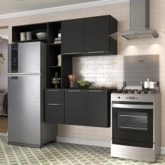 Imagem de Cozinha Compacta com Armário e Balcão MP2006 Sofia Multimóveis Preta