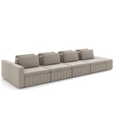 Imagem de Sofá Ilha E Puff Sala Living 505cm Siesta M22 Veludo Bege  - Mpozenato