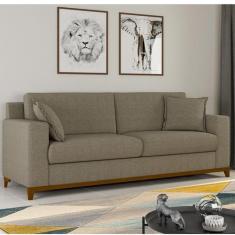 Imagem de Sofá Slim Living Vintage 3 Lugares 220cm Em Linho Arte Cúbica Estofado