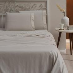 Imagem de Jogo de cama queen 4 peças 100% algodão 400 fios bege