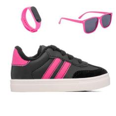 Imagem de Combo Infantil Tenis Casual Oculos Relogio Menina Funfy 340A, Preto, 2