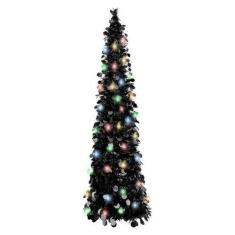 Imagem de Árvore de Natal BTU Black Pop Up de 5 pés com luz LED de Halloween de 