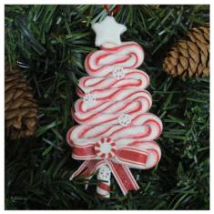 Imagem de Kit 2 Enfeite Pendente Para arvore De Natal Pinheirinho 13,5cm
