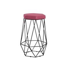 Imagem de Banqueta Rubel Base Preta Suede Rosa Gran Belo