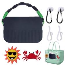 Imagem de LetsRun Conjunto de acessórios de bolsa Bogg, suporte de telefone de silicone para bolsa Bogg, compatível com vários tamanhos de bolsa Bogg, pingentes de bolsa Bogg (preto)