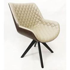 Imagem de Poltrona Decorativa RAQUEL matelassê fendi/marrom base madeira maciça - Poltronas do Sul