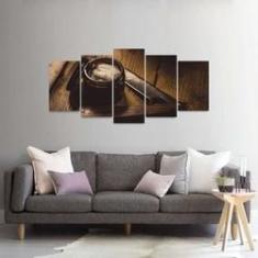 Imagem de Quadro Para Barbearias Mosaico Navalha e Pasta Vintage 2