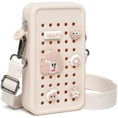 Imagem de JIUXIJ Bolsas transversais pequenas para mulheres com berloques substituíveis, bolsa transversal macia e durável para celular, bolsa transversal para celular com alça de ombro larga, perfeita para uso