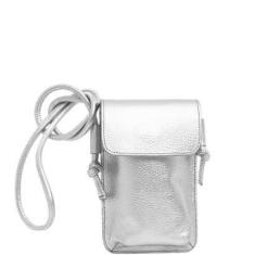 Imagem de Bolsa Crossbody Leopoldine Prata em Couro Legítimo com Bolso Externo-Feminino