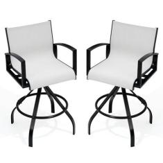 Imagem de Pellebant Sunbrella Banquetas giratórias para ambientes externos, banquetas de alumínio com altura para balcão de pátio, conjunto de 2, bancos e cadeiras para todos os climas para pátio, gramado,