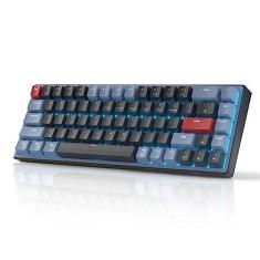 Imagem de MageGee Teclado para jogos 60% mecânico, teclado compacto de 68 teclas, retroiluminado por LED azul, SKY68, com fio, ergonômico, mini teclado de escritório para Windows PC Gamer (interruptor vermelho,