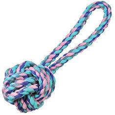 Imagem de Brinquedo de Cachorro Bola de corda com Alça Grande Pastel