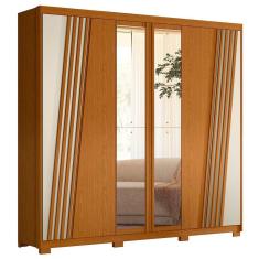 Imagem de Guarda Roupa Casal 6 Portas Com Espelho 240cm Ouro Verde Cinamomo Off White Albatroz
