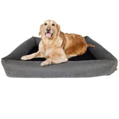 Imagem de Cama Para Cachorro Grande 100x87 Cm - ESCOLHA A COR - 100% Lavável e Resistente - Pet Querido (CINZA + PRETO)