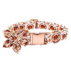 Imagem de Rainbow Coleira de cachorro com flor - coleira de cachorro com flor de peru de ação de graças presente para filhote de cachorro coleira macia flor de animal de estimação ajustável para cães pequenos