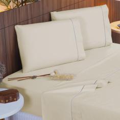 Imagem de Jogo de Cama Queen 140 fios Ponto Palito Palha Valle Enxovais 4 peças