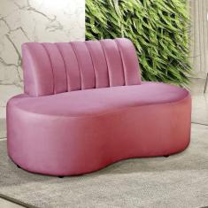 Imagem de Sofá Redondo Curvo Orgânico Namoradeira Doha Rosa