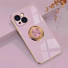 Imagem de Capa de telefone com anel de atração magnética de revestimento de luxo para iPhone 14 13 12 11 Pro Max Mini X XR 7 8 Plus SE3 Capas macias com suporte, roxo, para iPhone 11