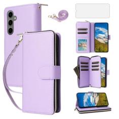 Imagem de Asuwish Capa de celular para Samsung Galaxy S24 Plus S24+ 5G com protetor de tela de vidro temperado e carteira com zíper, compartimento para cartão, suporte, acessórios para celular S24plus 24S + S