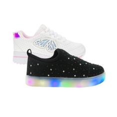 Imagem de Tênis Led Luzinha Infantil Menina - Kit 2 Pares Tam 24 Ao 34 - Sapatin