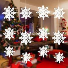 Imagem de Liquidação de decoração de flocos de neve de Natal, papel iridescente 3D, flocos de neve, guirlanda de flocos de neve para o país das maravilhas de inverno, decorações de festa de aniversário de Natal