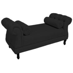 Imagem de Recamier Namoradeira Istambul Para Quarto Closet 140 Cm Suede Preto -