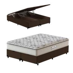 Imagem de Cama Box Baú Queen Marrom + Colchão De Espuma D33 Probel Guardacostas