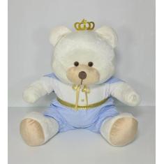 Imagem de Urso De Pelúcia Príncipe Realeza Grande 50 cm Azul Bebê - PolyBaby