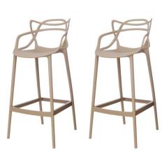 Imagem de Kit 2 Banquetas Allegra Nude Polipropileno Cozinha Bistrô