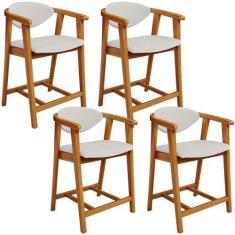 Imagem de Kit 04 Banquetas Baixa Cozinha Sala de Jantar Bancada Cecília L02 Bouc