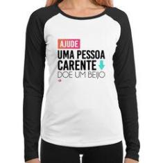Imagem de Baby Look Raglan Doe Um Beijo Manga Longa - Foca Na Moda