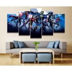 Imagem de Quadro Decorativo Vingadores H 5 peças 130x65 cm em tecido