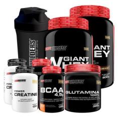 Imagem de Kit 2X Giant Whey 900G + 2X Bcaa 100G + 2X Power Creatina 100G + Gluta
