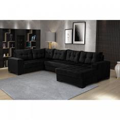 Imagem de Sofá de Canto 6 Lugares com Chaise Bia Império Estofados Preto