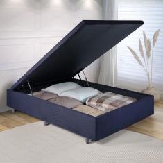 Imagem de Cama Box Baú Casal Suede Preto 138x188x34cm