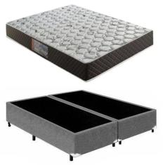 Imagem de Cama Box Casal Bipartido Suede Cinza + Colchão Espuma D33 138x188x24
