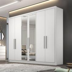 Imagem de Guarda Roupa Marselha 6 Portas 6 Gavetas Com Espelho Clic Móveis Branco