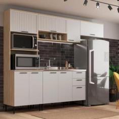 Imagem de Cozinha Modulada 4 Peças 9 Portas 2 Gavetas Amalia Aveiro Oak/cinza Urbano