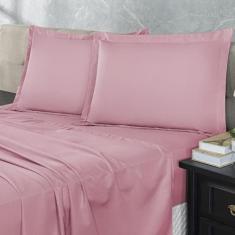 Imagem de Jogo Lençol 300 Fios Casal Padrão 4 Peças Rose - Enxoval Vip