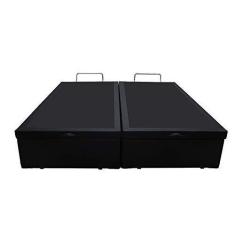 Imagem de Base Box Baú King Bipartido Santo Box Sintético Preto 47x192x203