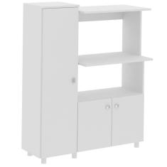 Imagem de Balcão Multiuso para Cozinha com 3 Portas e 2 Nichos 96,5x32x119cm Microondas Forno BL3310 Branco Tecnomobili