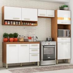 Imagem de Armário Cozinha Compacta 9 Portas 3 Gavetas Espaço Forno Dama Amendola Branco Amendola