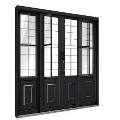 Imagem de Porta de Aço de Correr com Postigo e Grade Quadrada 4 Folhas 213x200cm Facilitá Lucasa Preto