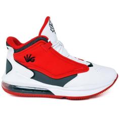 Imagem de Tênis Masculino Basquete Macio Branco e Vermelho Tamanho Especial Ankaa