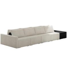 Imagem de Sofá Ilha Modular Para Sala 392cm com Puff Dublin K01 Bouclê Creme e S
