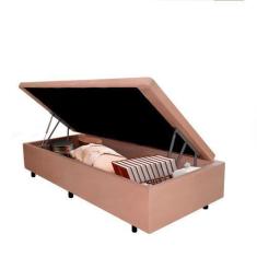 Imagem de Cama Baú Solteiro Suede Bege Fabricação Propria - Cama InHouse
