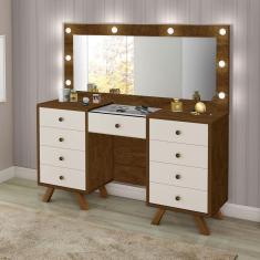 Imagem de Penteadeira Camarim Retrô Móveis Luapa Mila Espelho e 9 Gavetas
